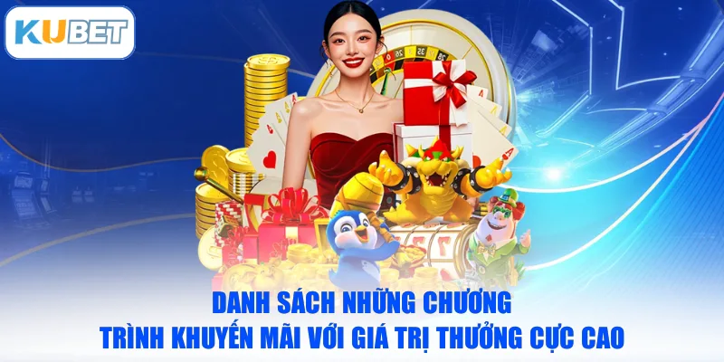 Danh sách những chương trình khuyến mãi với giá trị thưởng cực cao